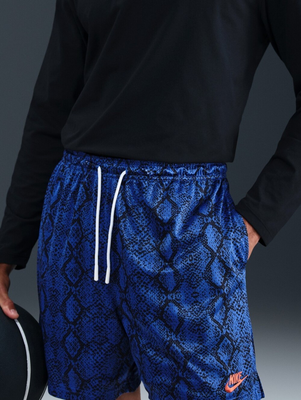 Nike Dri-FIT Basketball Mesh Lined Shorts ~ Blue Black Snake Print Men's: L *NWT